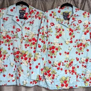 Nick & Nora Strawberry Fields & Kisses Sleepwear Pajama Top S 2x top Bundle